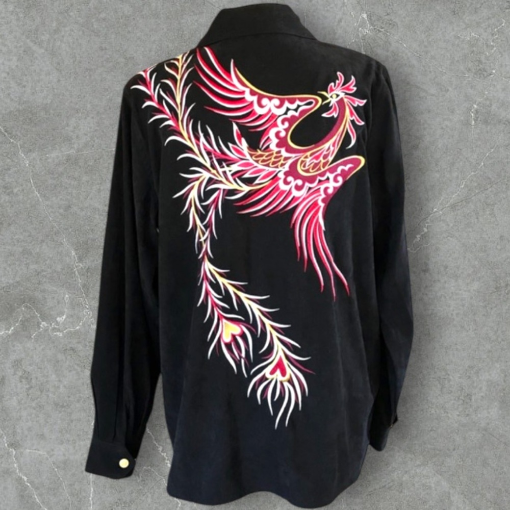Bob Mackie Jacket Womens Medium Full Zip Wearable Art Firebird Embroidered
